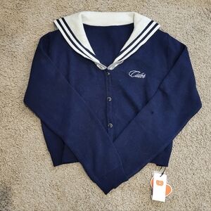 Navy Sailor Collar Cardigan